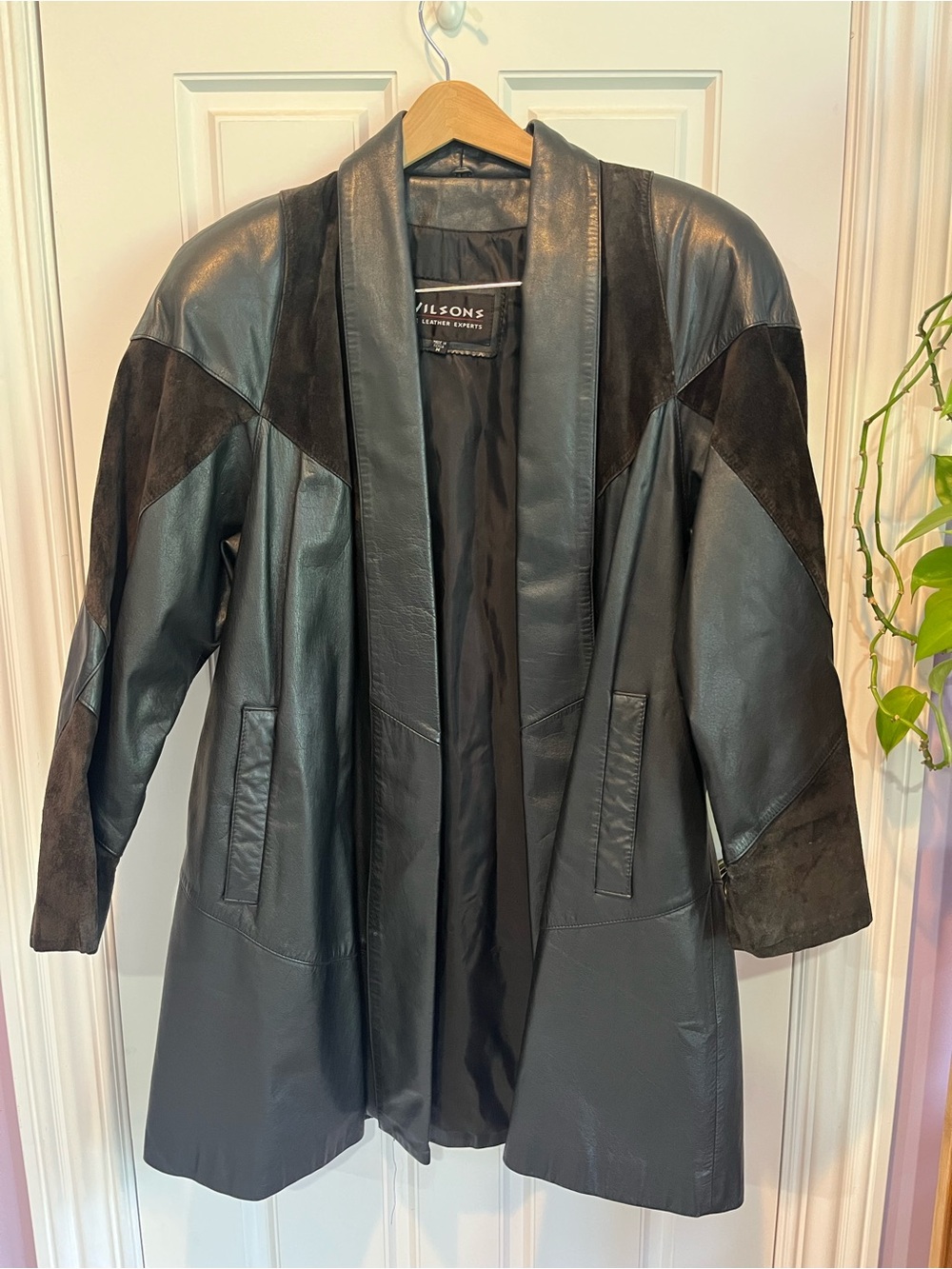 Wilsons Leather Black Leather and Suede Coat